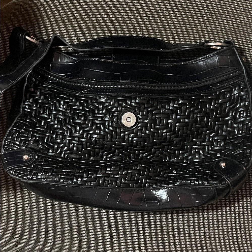 Coldwater Creek Black Woven Shoulder Bag